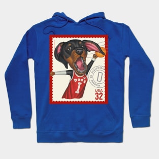 Funny doxie with basketball going for slam dunk Hoodie